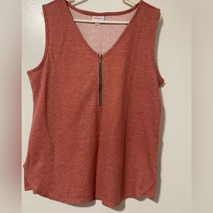 LuLaRoe Rachael Mauve Zipper Tank Top Sz S